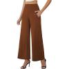 image:imageArolina Womens Stretchy Wide Leg Palazzo Lounge Pants with Pockets Casual Comfy High Waist Palazzo Pants for Women DressyBrown