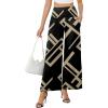 image:imageArolina Womens Stretchy Wide Leg Palazzo Lounge Pants with Pockets Casual Comfy High Waist Palazzo Pants for Women DressyBrown Geometry