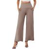 image:imageArolina Womens Stretchy Wide Leg Palazzo Lounge Pants with Pockets Casual Comfy High Waist Palazzo Pants for Women DressyCoffee