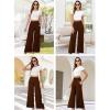 image:imageArolina Womens Stretchy Wide Leg Palazzo Lounge Pants with Pockets Casual Comfy High Waist Palazzo Pants for Women DressyDark Coffee