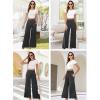 image:imageArolina Womens Stretchy Wide Leg Palazzo Lounge Pants with Pockets Casual Comfy High Waist Palazzo Pants for Women DressyDark Heather Black