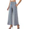 image:imageArolina Womens Stretchy Wide Leg Palazzo Lounge Pants with Pockets Casual Comfy High Waist Palazzo Pants for Women DressyFolk Flower Blue