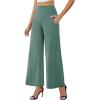 image:imageArolina Womens Stretchy Wide Leg Palazzo Lounge Pants with Pockets Casual Comfy High Waist Palazzo Pants for Women DressyLake Blue