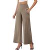 image:imageArolina Womens Stretchy Wide Leg Palazzo Lounge Pants with Pockets Casual Comfy High Waist Palazzo Pants for Women DressyLight Brown