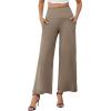 image:imageArolina Womens Stretchy Wide Leg Palazzo Lounge Pants with Pockets Casual Comfy High Waist Palazzo Pants for Women DressyLight Brown