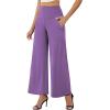 image:imageArolina Womens Stretchy Wide Leg Palazzo Lounge Pants with Pockets Casual Comfy High Waist Palazzo Pants for Women DressyPurple