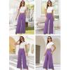 image:imageArolina Womens Stretchy Wide Leg Palazzo Lounge Pants with Pockets Casual Comfy High Waist Palazzo Pants for Women DressyPurple
