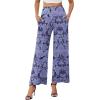 image:imageArolina Womens Stretchy Wide Leg Palazzo Lounge Pants with Pockets Casual Comfy High Waist Palazzo Pants for Women DressyPurple Flowers