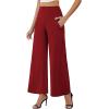 image:imageArolina Womens Stretchy Wide Leg Palazzo Lounge Pants with Pockets Casual Comfy High Waist Palazzo Pants for Women DressyRed 01