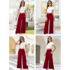 image:imageArolina Womens Stretchy Wide Leg Palazzo Lounge Pants with Pockets Casual Comfy High Waist Palazzo Pants for Women DressyRed 01