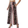 image:imageArolina Womens Stretchy Wide Leg Palazzo Lounge Pants with Pockets Casual Comfy High Waist Palazzo Pants for Women DressyRed Brown Florets