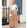image:imageArolina Womens Summer Maxi Skirt Trendy High Waist Pleated Ruffle Long Skirts Flowy Beach Boho Skirt Dress with PocketsLight Khaki