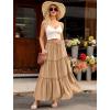 image:imageArolina Womens Summer Maxi Skirt Trendy High Waist Pleated Ruffle Long Skirts Flowy Beach Boho Skirt Dress with PocketsLight Khaki