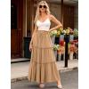image:imageArolina Womens Summer Maxi Skirt Trendy High Waist Pleated Ruffle Long Skirts Flowy Beach Boho Skirt Dress with PocketsLight Khaki