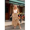 image:imageArolina Womens Summer Maxi Skirt Trendy High Waist Pleated Ruffle Long Skirts Flowy Beach Boho Skirt Dress with PocketsLight Khaki