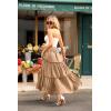 image:imageArolina Womens Summer Maxi Skirt Trendy High Waist Pleated Ruffle Long Skirts Flowy Beach Boho Skirt Dress with PocketsLight Khaki