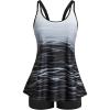 image:imageArolina Tankini Swimsuits for Women Tummy Control Two Piece Bathing Suits Flowy Swim Tops with Boy ShortsWhiteblack Gradient