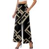 image:imageArolina Womens Stretchy Wide Leg Palazzo Lounge Pants with Pockets Casual Comfy High Waist Palazzo Pants for Women DressyBrown Geometry