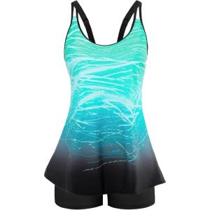 image:imageArolina Tankini Swimsuits for Women Tummy Control Two Piece Bathing Suits Flowy Swim Tops with Boy ShortsBluegreen Gradient