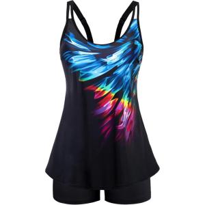 image:imageArolina Tankini Swimsuits for Women Tummy Control Two Piece Bathing Suits Flowy Swim Tops with Boy ShortsMulticolour