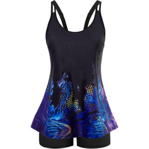 image:imageArolina Tankini Swimsuits for Women Tummy Control Two Piece Bathing Suits Flowy Swim Tops with Boy ShortsPurple Leopard Print