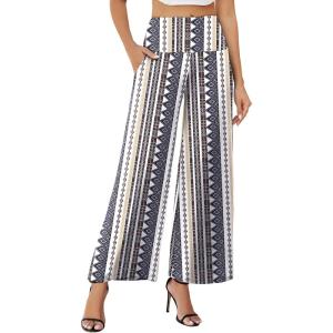image:imageArolina Womens Stretchy Wide Leg Palazzo Lounge Pants with Pockets Casual Comfy High Waist Palazzo Pants for Women DressyColorful Diamond