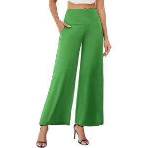 image:imageArolina Womens Stretchy Wide Leg Palazzo Lounge Pants with Pockets Casual Comfy High Waist Palazzo Pants for Women DressyDark Green