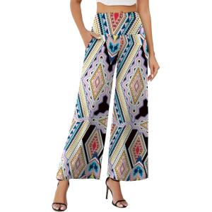 image:imageArolina Womens Stretchy Wide Leg Palazzo Lounge Pants with Pockets Casual Comfy High Waist Palazzo Pants for Women DressyDiamond Flower