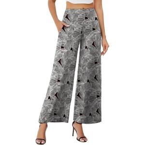 image:imageArolina Womens Stretchy Wide Leg Palazzo Lounge Pants with Pockets Casual Comfy High Waist Palazzo Pants for Women DressyGrey Leaf