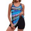 image:imageArolina Tankini Swimsuits for Women Tummy Control Two Piece Bathing Suits Flowy Swim Tops with Boy ShortsBlue Rays