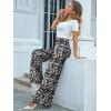 image:imageArolina Womens Stretchy Wide Leg Palazzo Lounge Pants Casual Comfy High Waist Palazzo PantsColorful Leafs