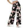 image:imageArolina Womens Stretchy Wide Leg Palazzo Lounge Pants Casual Comfy High Waist Palazzo PantsLight Pink Flower