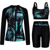 image:imageArolina Modest Swimsuits for Women Long Sleeve Bathing Suits Over 50 Rash Guard for Women with High Waisted Swim Shorts Green S