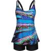 image:imageArolina Tankini Swimsuits for Women Tummy Control Two Piece Bathing Suits Flowy Swim Tops with Boy ShortsBlue Rays