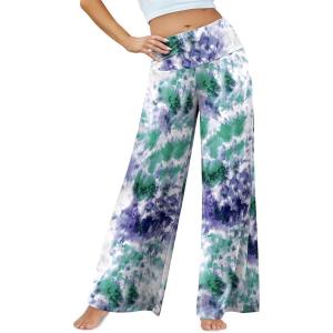 image:imageArolina Womens Stretchy Wide Leg Palazzo Lounge Pants Casual Comfy High Waist Palazzo PantsTiedyegreen