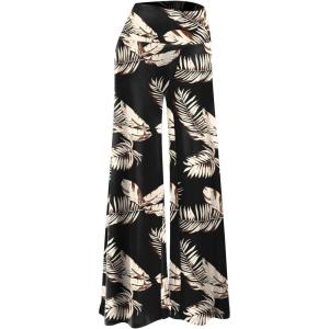 image:imageArolina Womens Stretchy Wide Leg Palazzo Lounge Pants Casual Comfy High Waist Palazzo PantsZbeige Brown Leaves