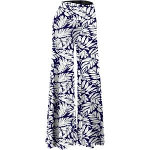 image:imageArolina Womens Stretchy Wide Leg Palazzo Lounge Pants Casual Comfy High Waist Palazzo PantsZbeige Leaves Blue