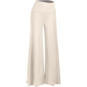 image:imageArolina Womens Stretchy Wide Leg Palazzo Lounge Pants Casual Comfy High Waist Palazzo PantsZbeigewhite