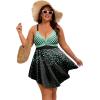 image:imageArolina Plus Size Bathing Suit for Women Swim Dress Tummy Control Swimsuits Two Piece Flowy Tankini with ShortsFlower15