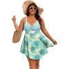 image:imageArolina Plus Size Bathing Suit for Women Swim Dress Tummy Control Swimsuits Two Piece Flowy Tankini with ShortsFlower18