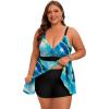 image:imageArolina Plus Size Bathing Suit for Women Swim Dress Tummy Control Swimsuits Two Piece Flowy Tankini with ShortsFlower22