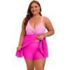 image:imageArolina Plus Size Bathing Suit for Women Swim Dress Tummy Control Swimsuits Two Piece Flowy Tankini with ShortsHot Pink