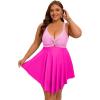 image:imageArolina Plus Size Bathing Suit for Women Swim Dress Tummy Control Swimsuits Two Piece Flowy Tankini with ShortsHot Pink