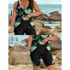 image:imageArolina Plus Size Swimsuit for Women Two Piece Modest Tankini Full Coverage Tummy Control Bathing Suits with ShortsBlack Green Floral