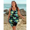 image:imageArolina Plus Size Swimsuit for Women Two Piece Modest Tankini Full Coverage Tummy Control Bathing Suits with ShortsBlack Green Floral