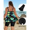 image:imageArolina Plus Size Swimsuit for Women Two Piece Modest Tankini Full Coverage Tummy Control Bathing Suits with ShortsBlack Green Floral
