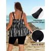 image:imageArolina Plus Size Swimsuit for Women Two Piece Modest Tankini Full Coverage Tummy Control Bathing Suits with ShortsBlack Stripes