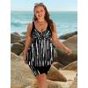 image:imageArolina Plus Size Swimsuit for Women Two Piece Modest Tankini Full Coverage Tummy Control Bathing Suits with ShortsBlack Stripes