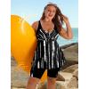 image:imageArolina Plus Size Swimsuit for Women Two Piece Modest Tankini Full Coverage Tummy Control Bathing Suits with ShortsBlack Stripes