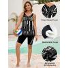 image:imageArolina Plus Size Swimsuit for Women Two Piece Modest Tankini Full Coverage Tummy Control Bathing Suits with ShortsBlack Stripes
